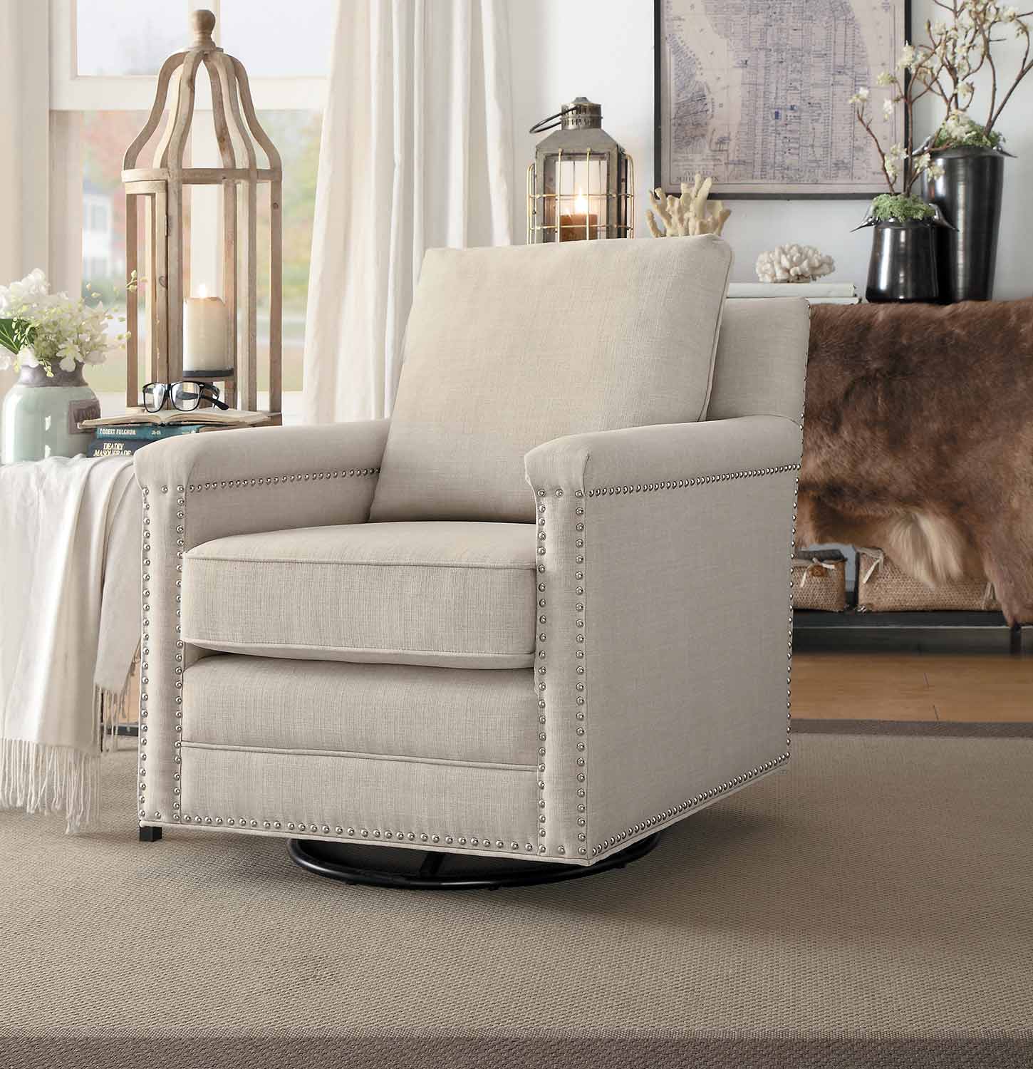 Homelegance Oreboro Swivel Chair - Beige Homelegance Oreboro Swivel Chair - Beige