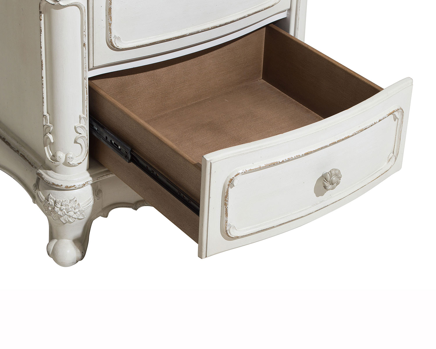 Homelegance Cinderella Night Stand - Antique White with Gray Rub-Through