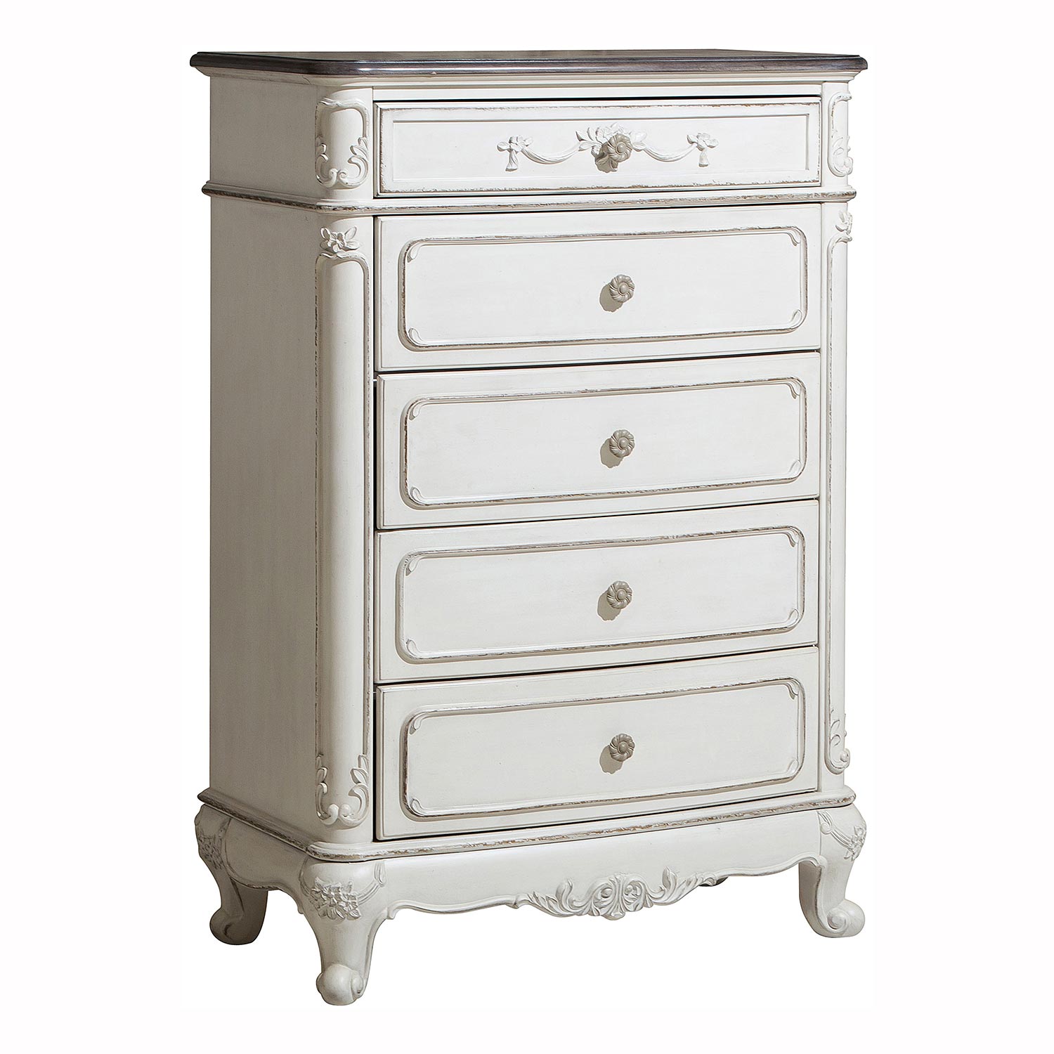 Homelegance Cinderella Chest - Antique White with Gray Rub-Through