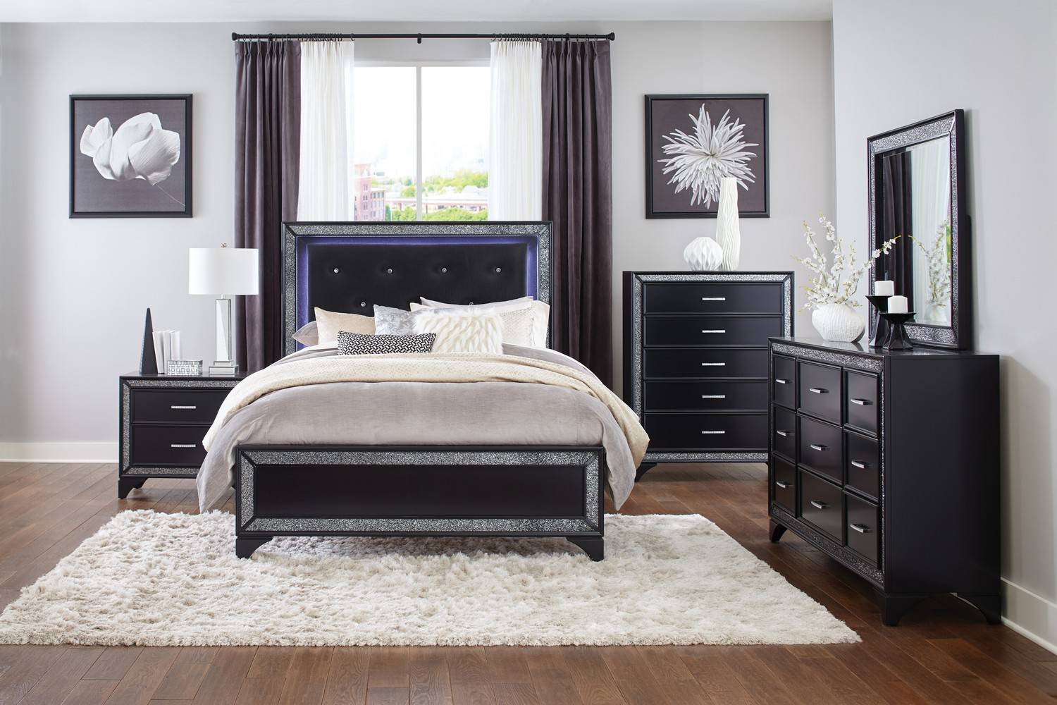 Homelegance Salon Bedroom Set - Black Pearlescent