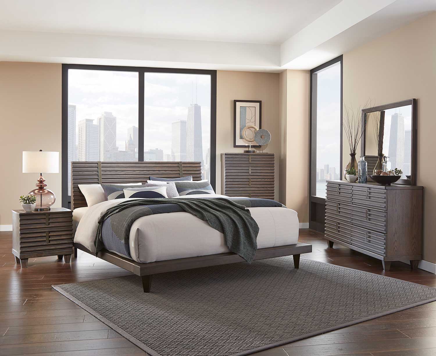 Homelegance Ridgewood Platform Bedroom Set - Rustic Burnished Oak