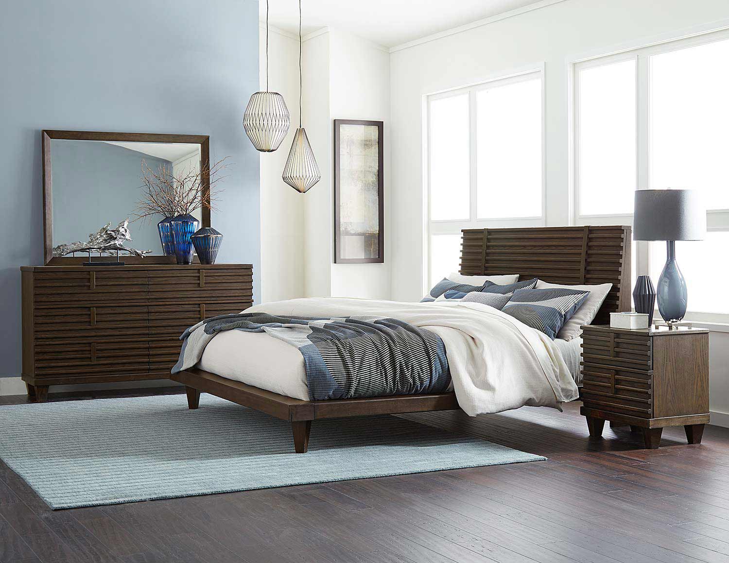 Homelegance Ridgewood Platform Bedroom Set - Rustic Burnished Oak