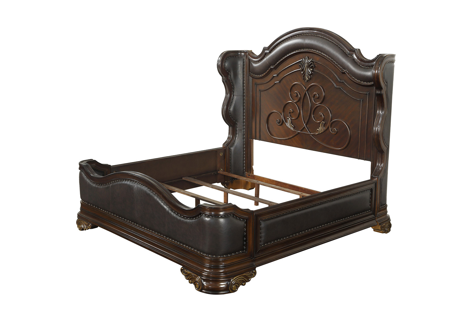 Homelegance Royal Highlands Panel Bed - Rich Cherry - Brown Bi-Cast Vinyl