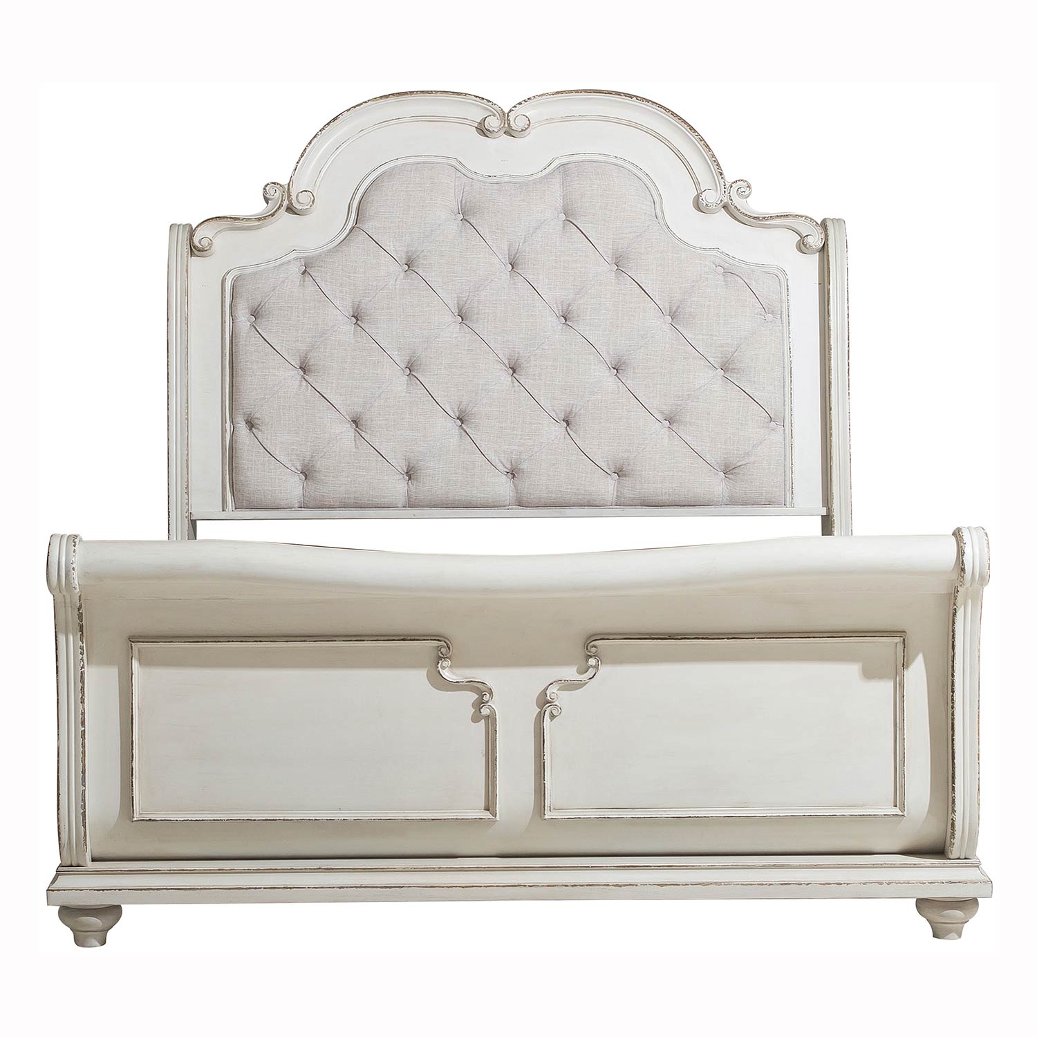Homelegance Willowick Sleigh Bed - Antique White Finish