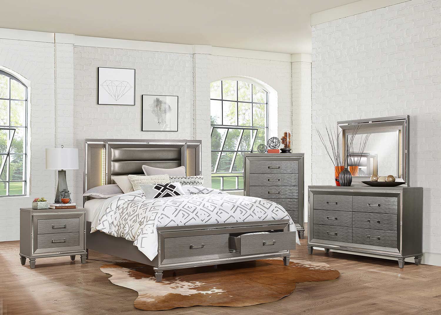 Homelegance Tamsin Bedroom Set - Silver-Gray Metallic