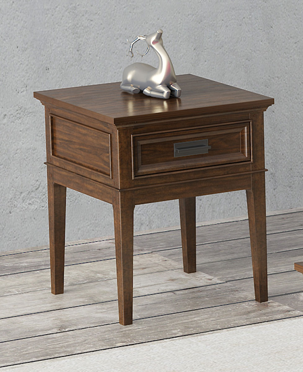 Homelegance Frazier Park End Table with Functional Drawer - Brown Cherry