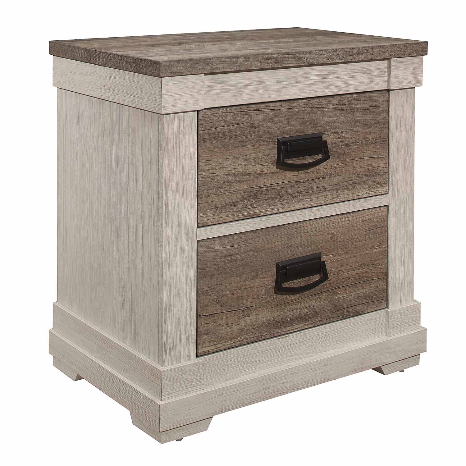 Homelegance Arcadia Night Stand - White Framing and Variegated Gray Printed Faux-Wood Grain Veneer