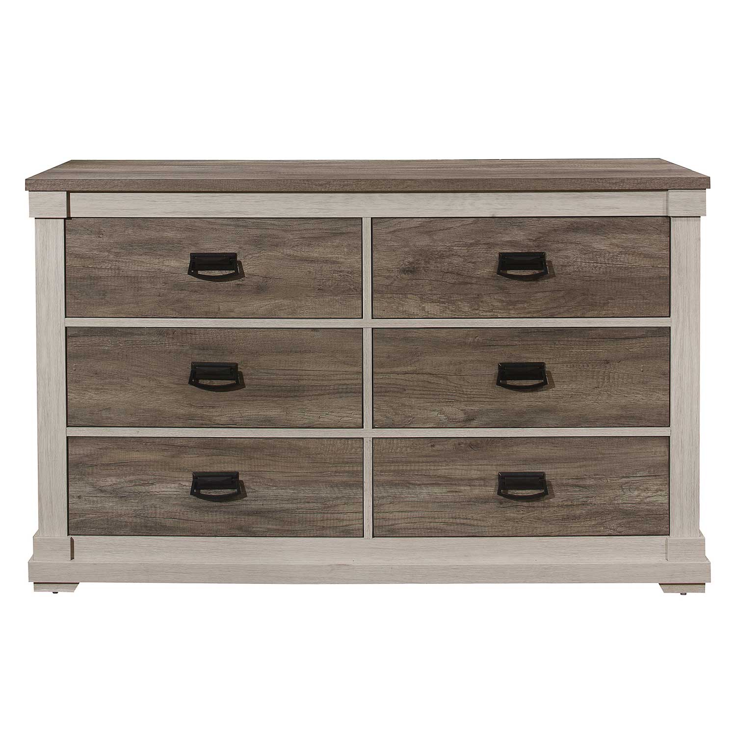 Homelegance Arcadia Dresser - White Framing and Variegated Gray Printed Faux-Wood Grain Veneer