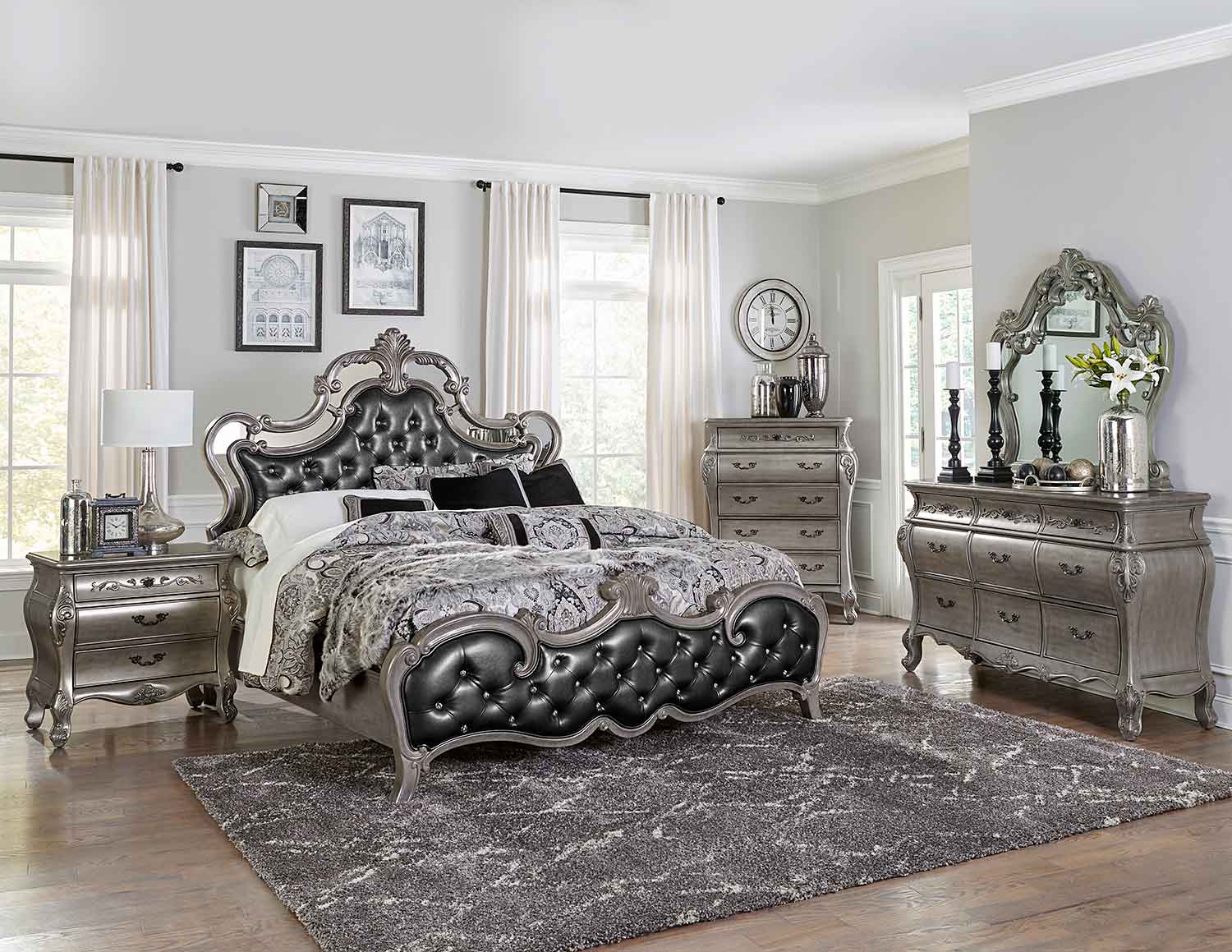 Homelegance Brigette Bedroom Set - Silver-Gray