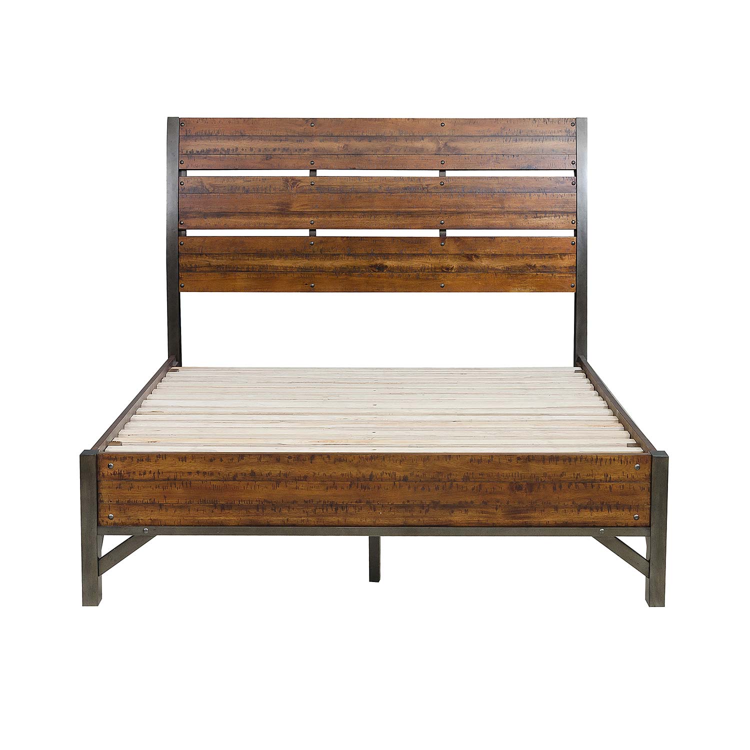 Homelegance Holverson Platform Bed - Rustic Brown Milk Crate Finish