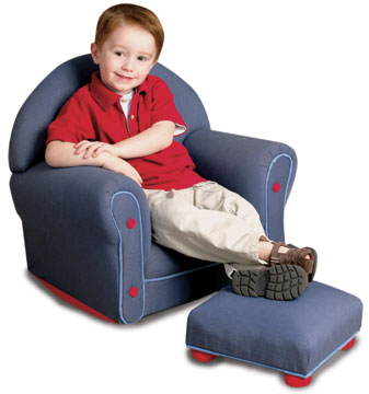 KidKraft Upholstered Rocker with Ottoman - Denim