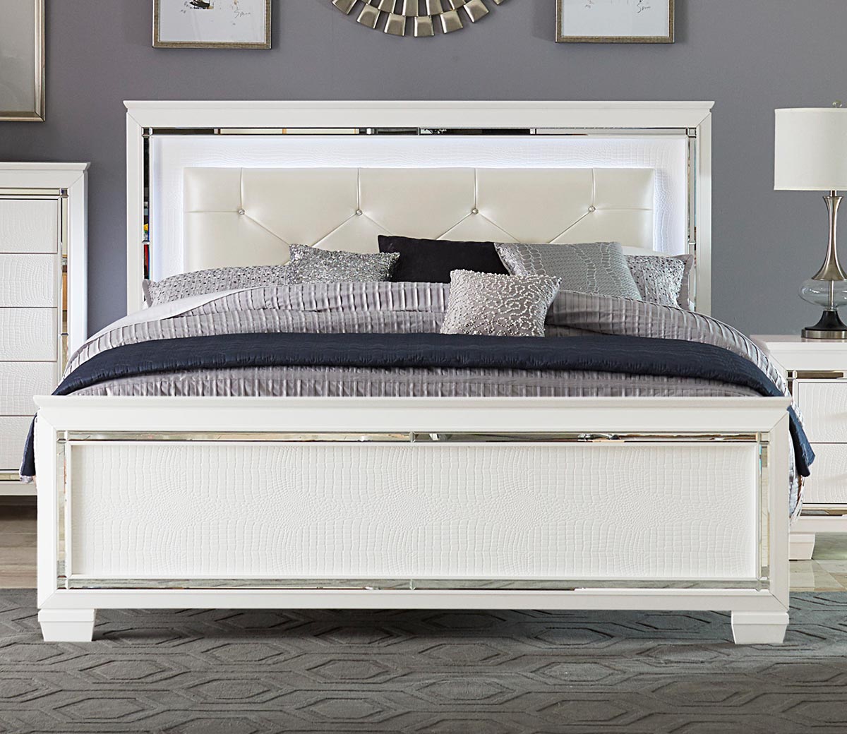 Homelegance Allura Bed with LED Lighting - White