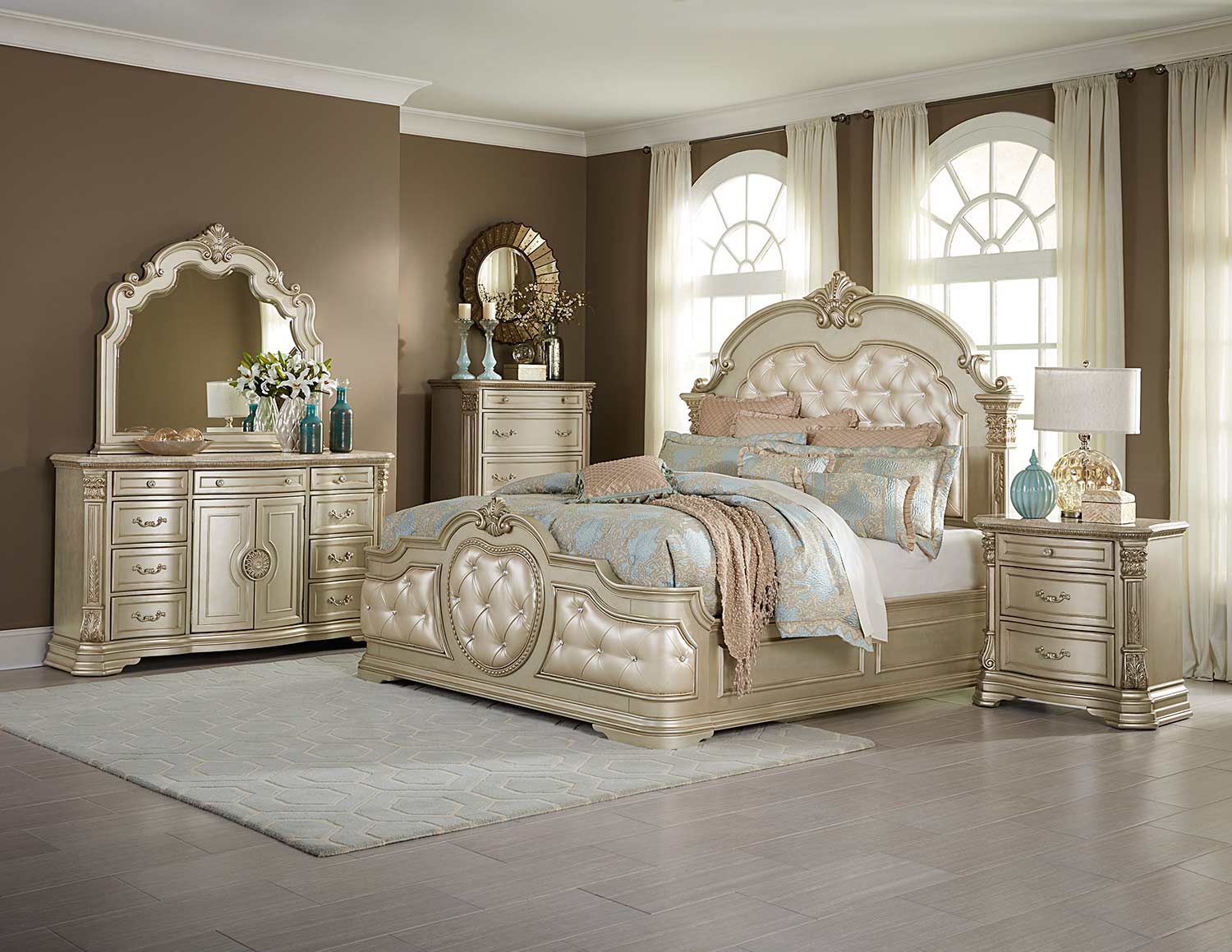 Homelegance Antoinetta Bedroom Set - Champagne 1919NC-BED-SET at ...