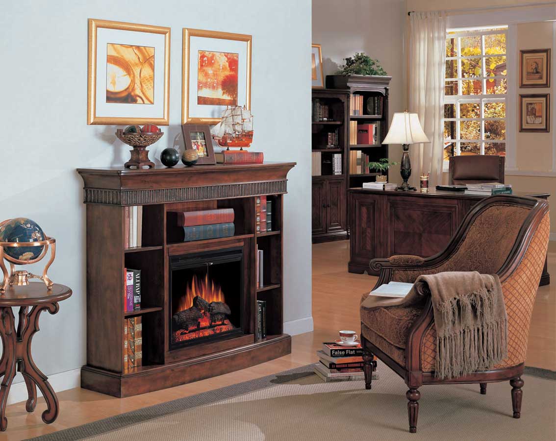 Westbury Burnished Walnut Bookcase Electric Fireplace 23 inch -Classic Flame