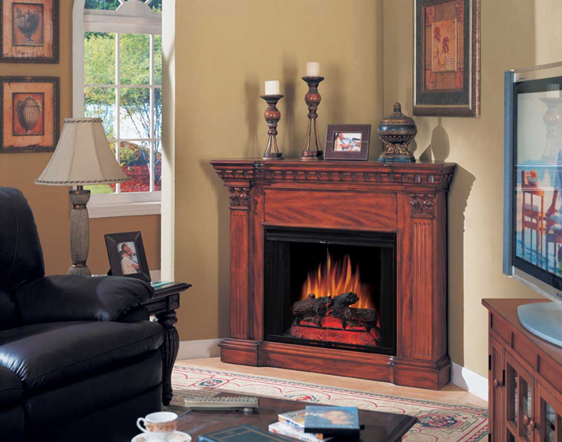 Edinburgh Corner Mahogany Electric Fireplace 28 inch Classic Flame