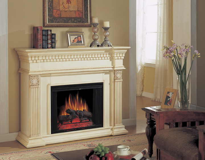Coolidge New Antique White Electric Fireplace 28 inch-Classic Flame