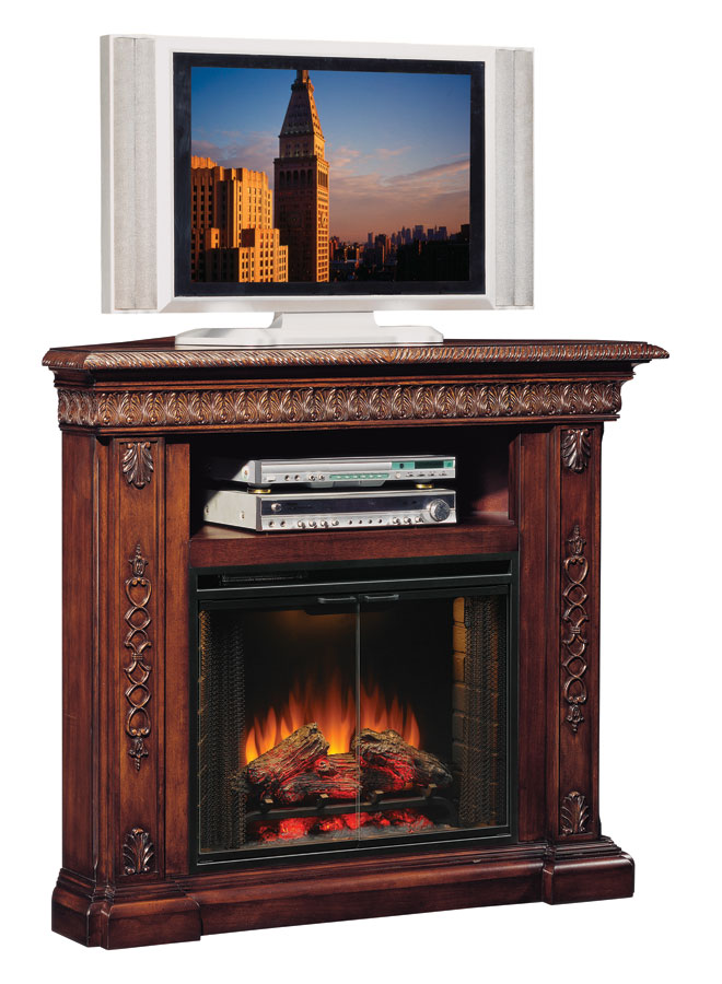 San Marco Walnut Corner Unit Electric Fireplace 28 Inch -Classic Flame