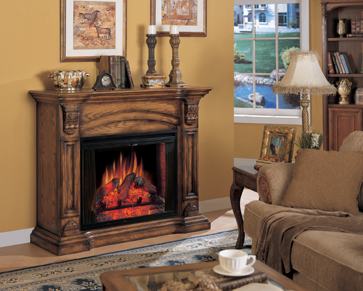 Augusta Antique Oak Electric Fireplace 33 inch-Classic Flame