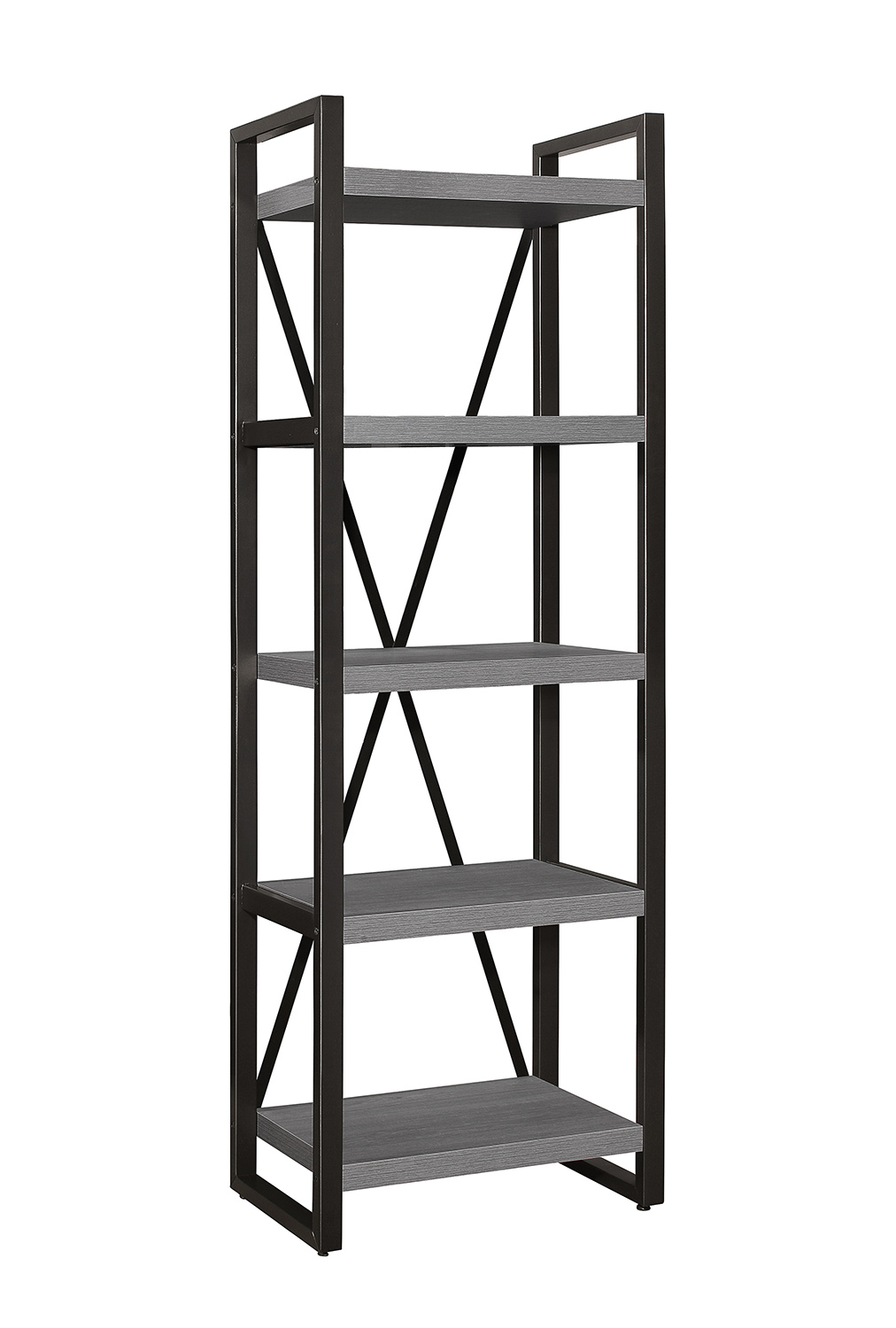 Homelegance Dogue 5-Shelf Bookcase - Gunmetal - Gray