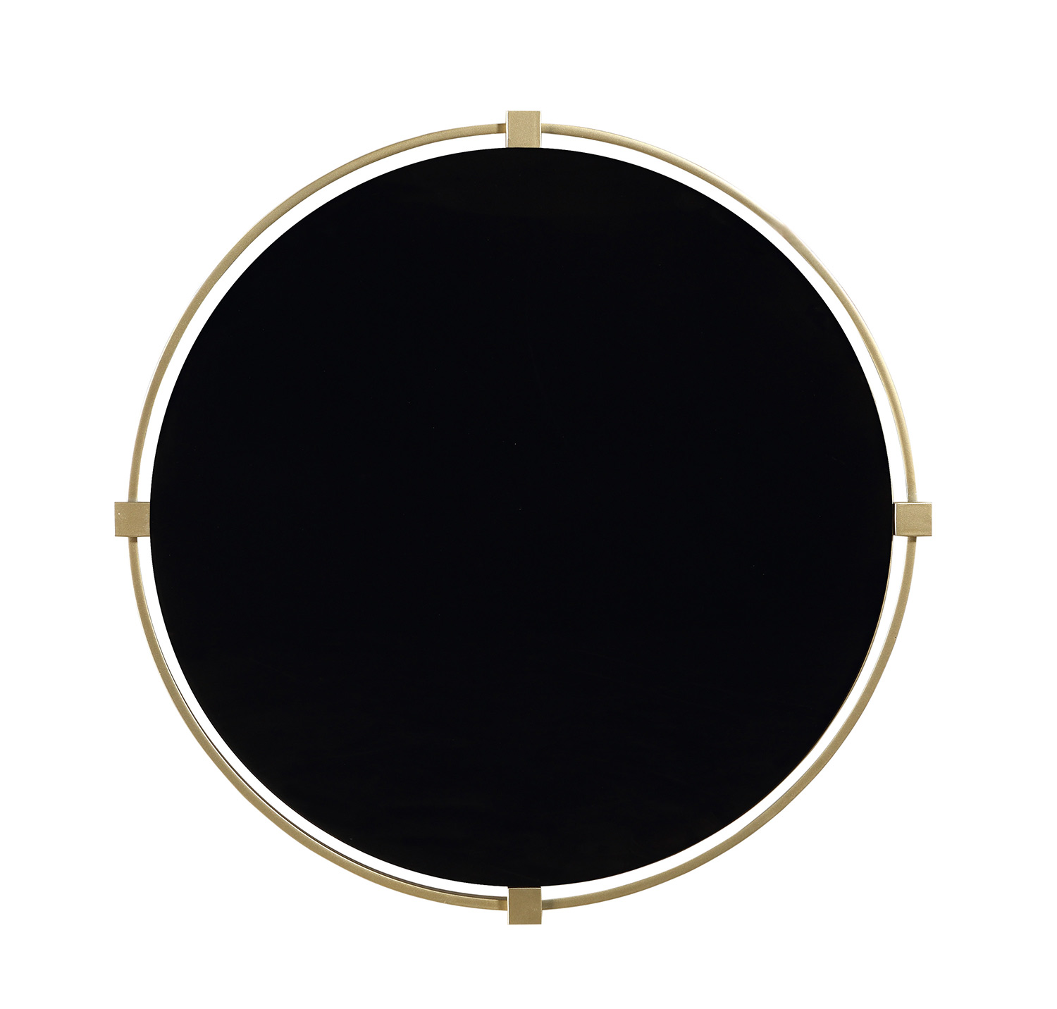 Homelegance Caracal Round Cocktail Table with Black Glass Insert - Gold