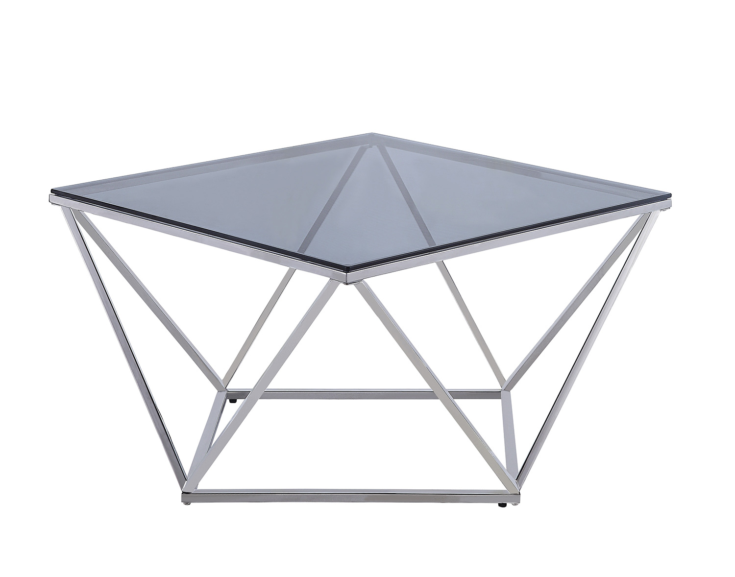Homelegance Rex Cocktail Table with Gray Glass Insert - Silver