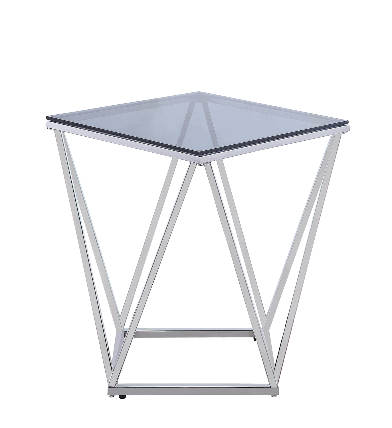 Homelegance Rex End Table with Gray Glass Insert - Silver