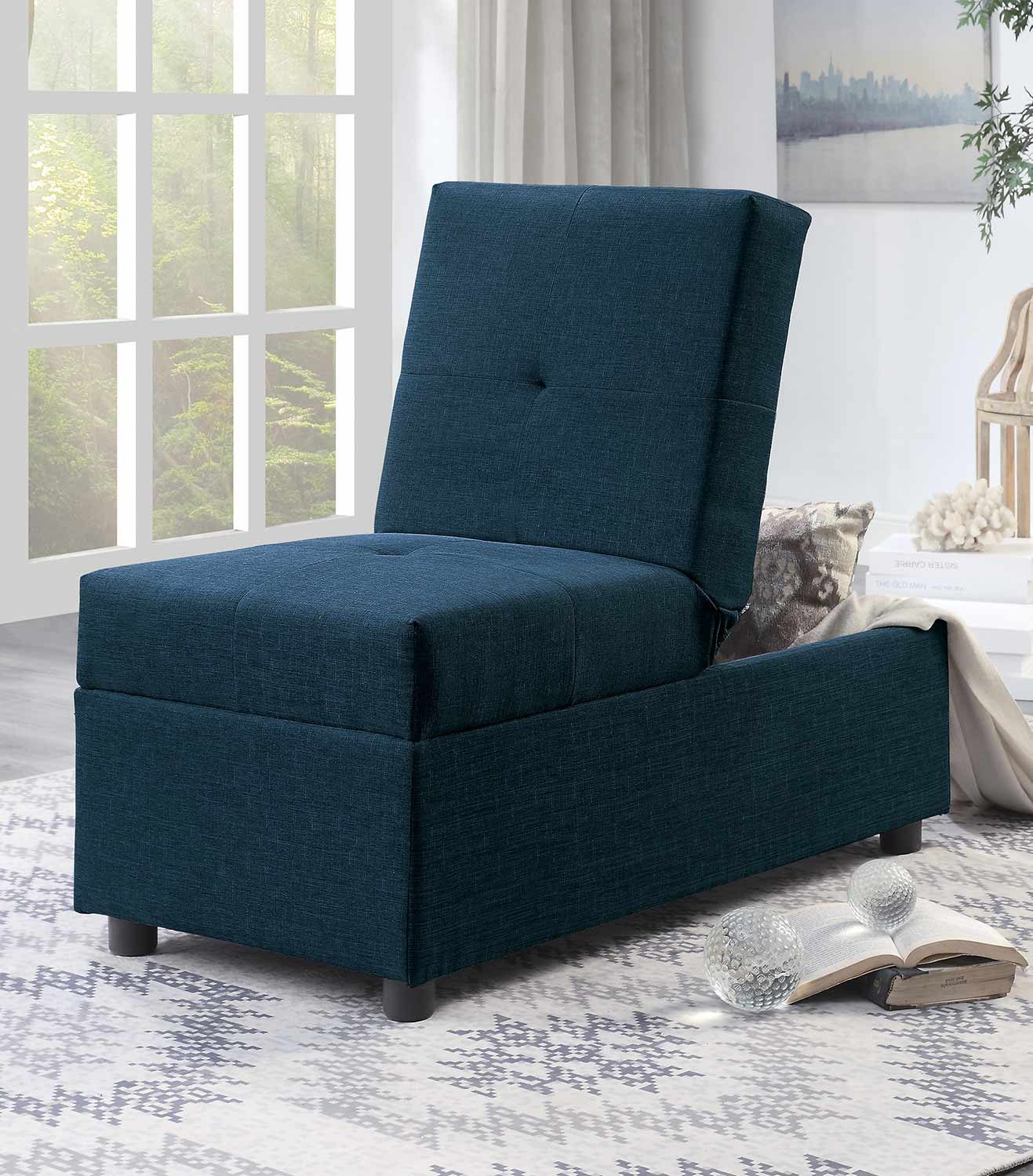Homelegance Denby Storage Ottoman/Chair - Blue