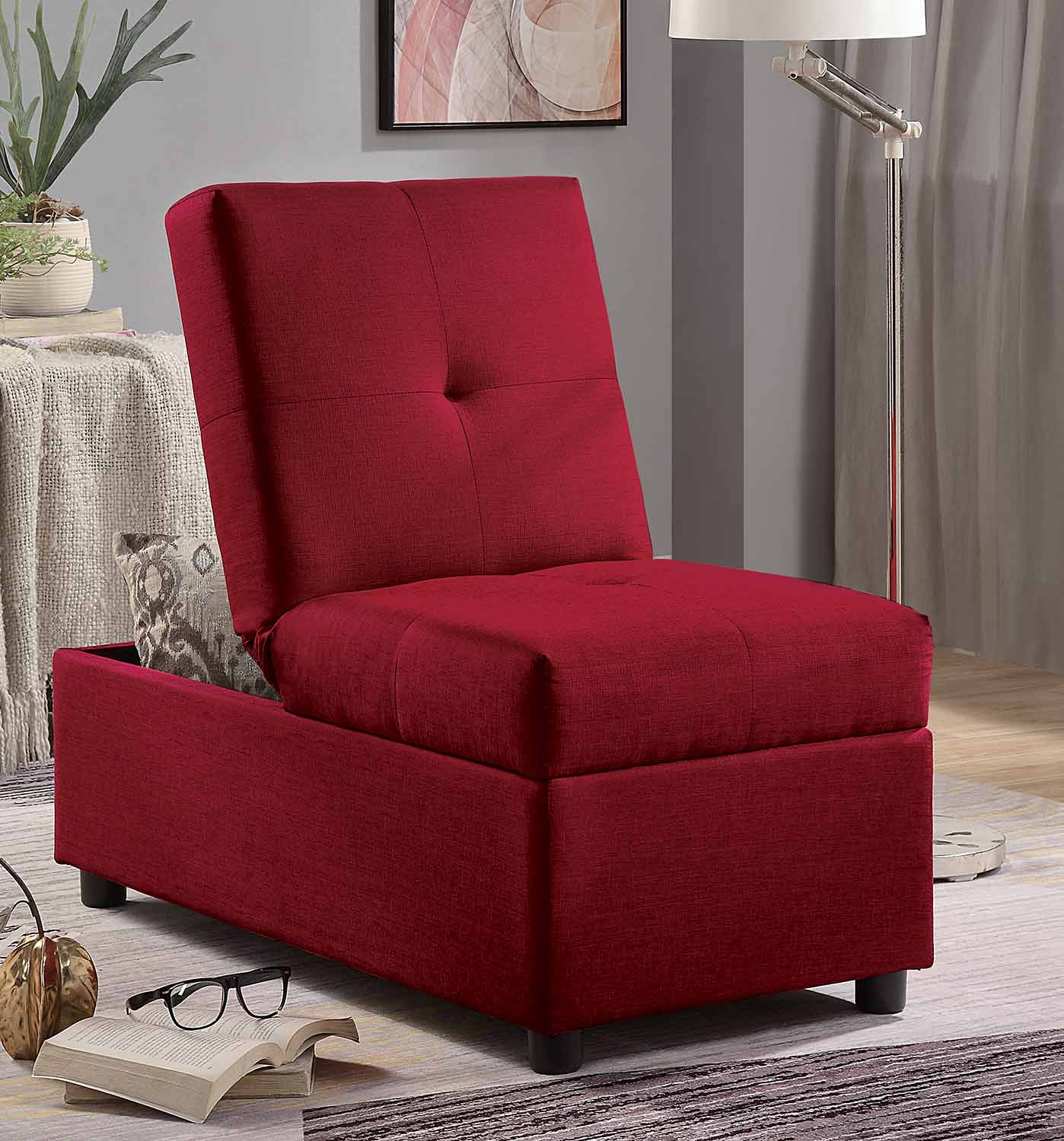 Homelegance Denby Storage Ottoman/Chair - Red