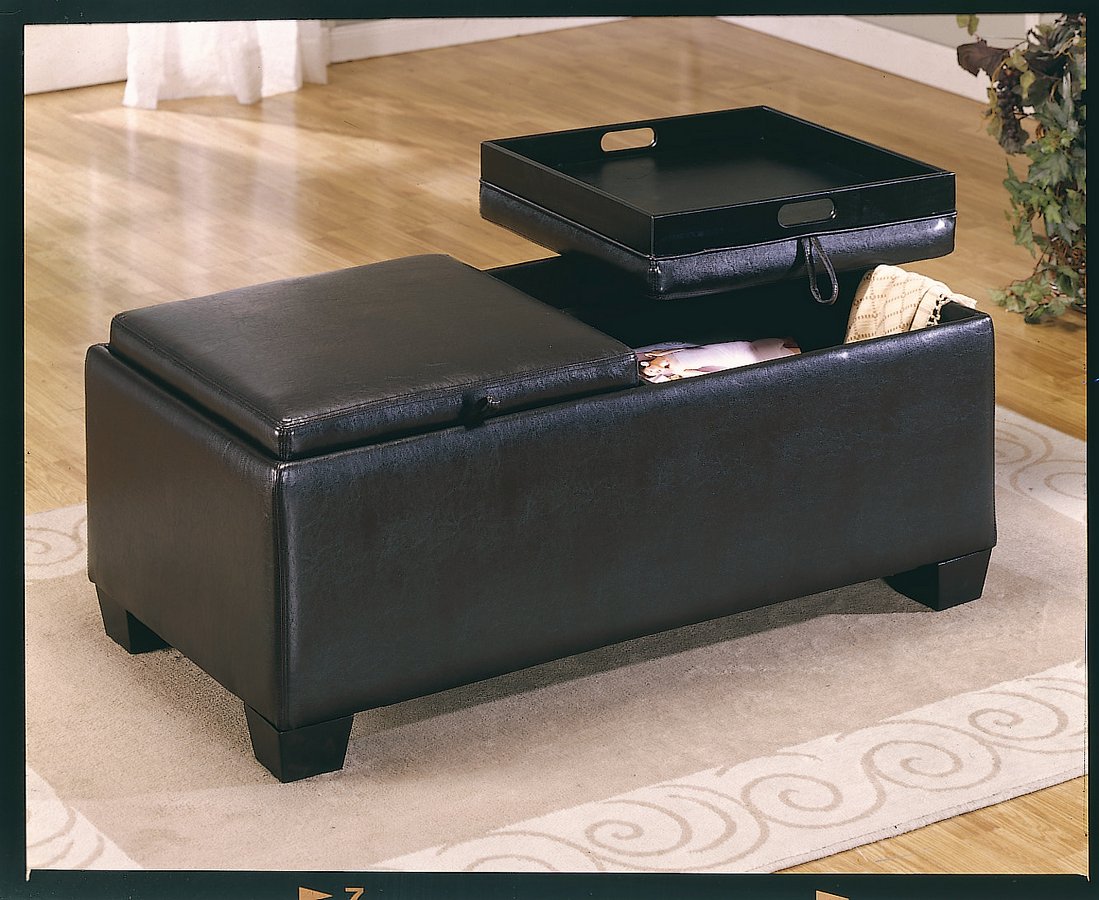 Homelegance Vega Leather Match Ottoman with 2 Storages