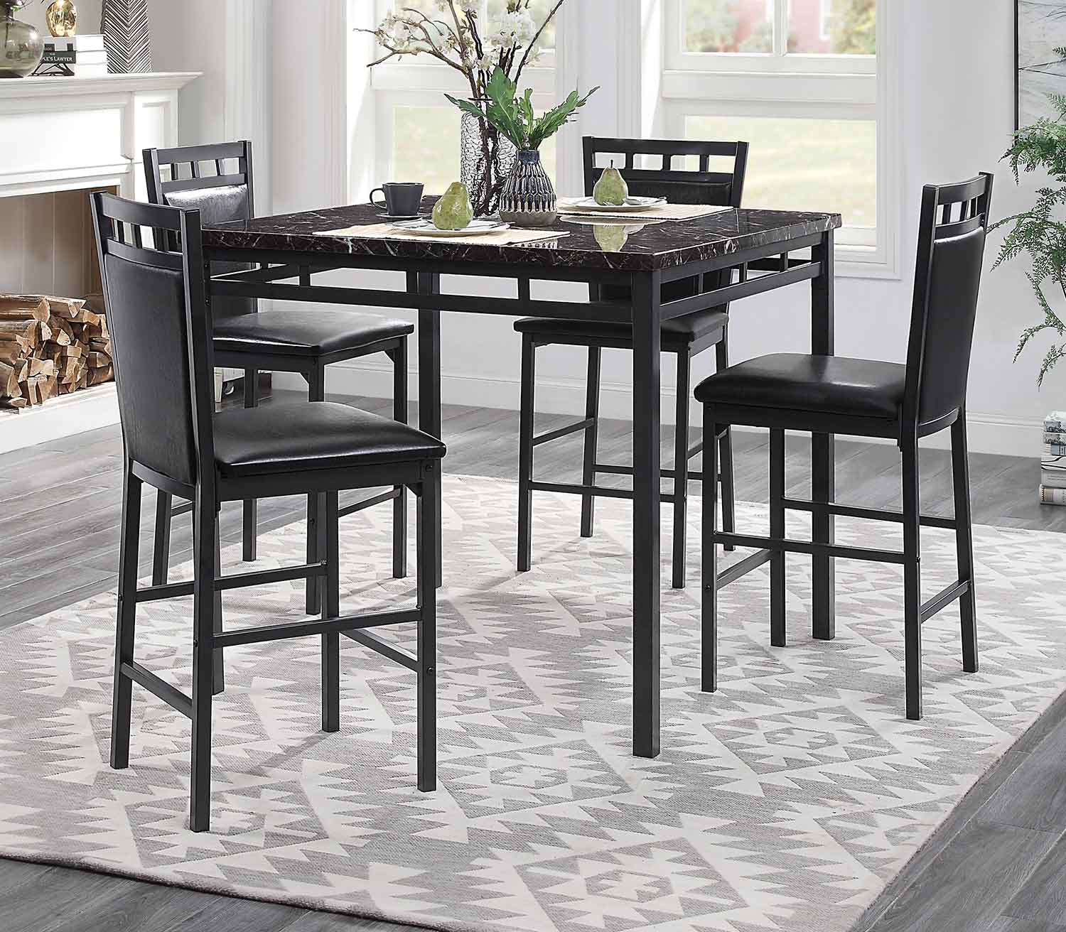 Homelegance Olney 5-Piece Pack Counter Height Set - Faux Marble Top