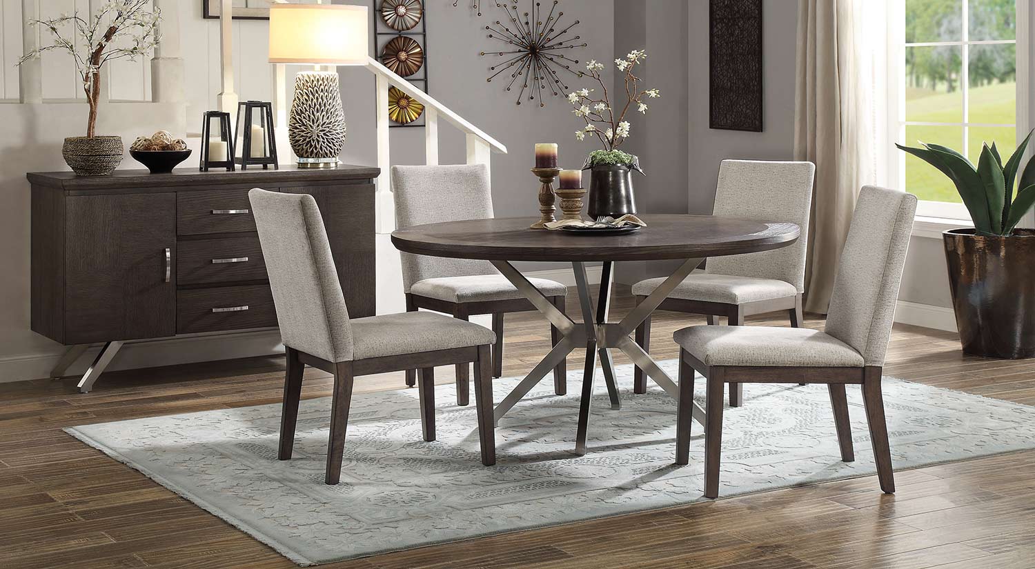 Homelegance Ibiza Round Dining Set - Light Oak Homelegance Ibiza Round Dining Set - Light Oak