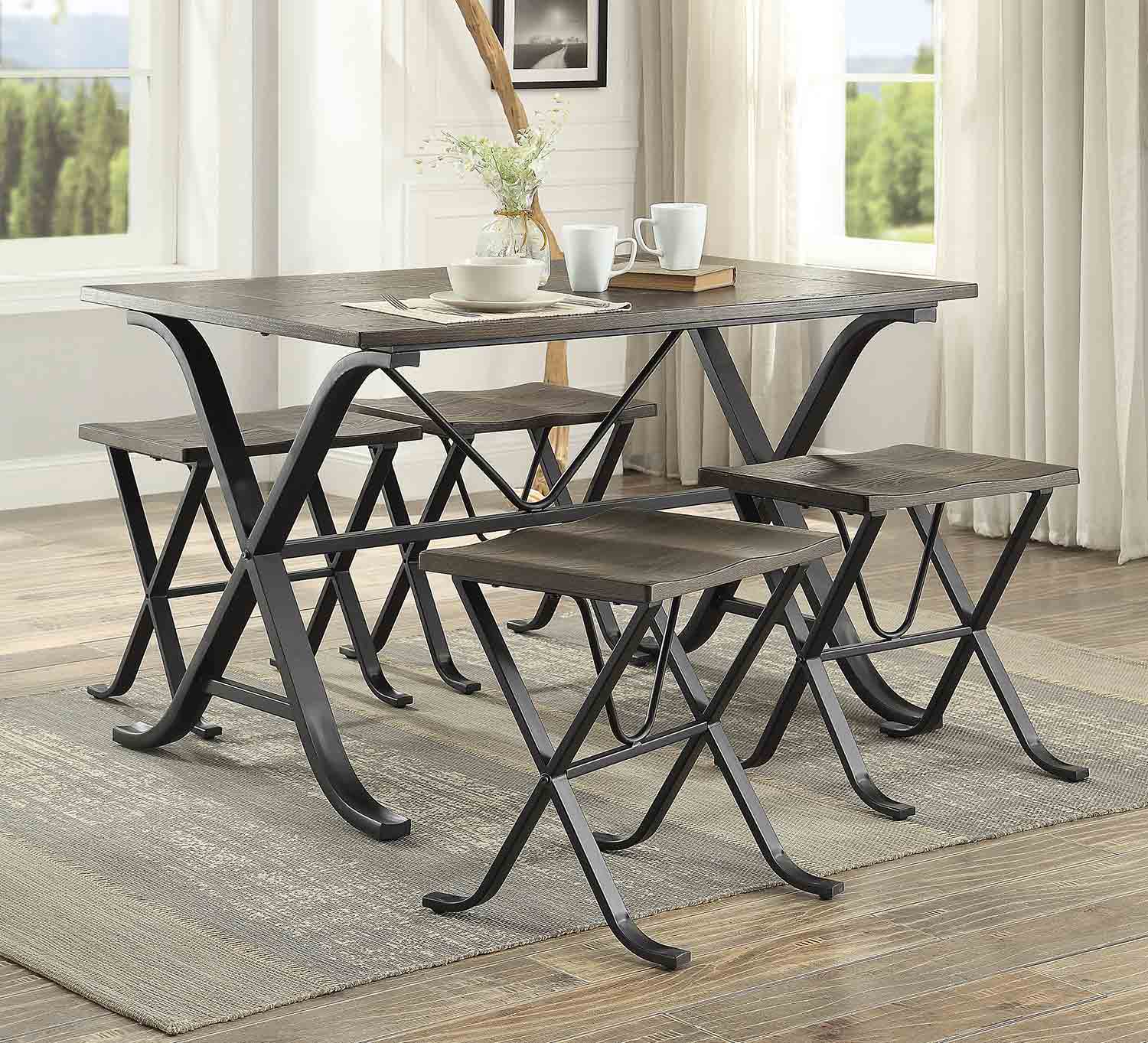 Homelegance Westerlyn 5-Piece Dining Set - Burnished - Black Metal