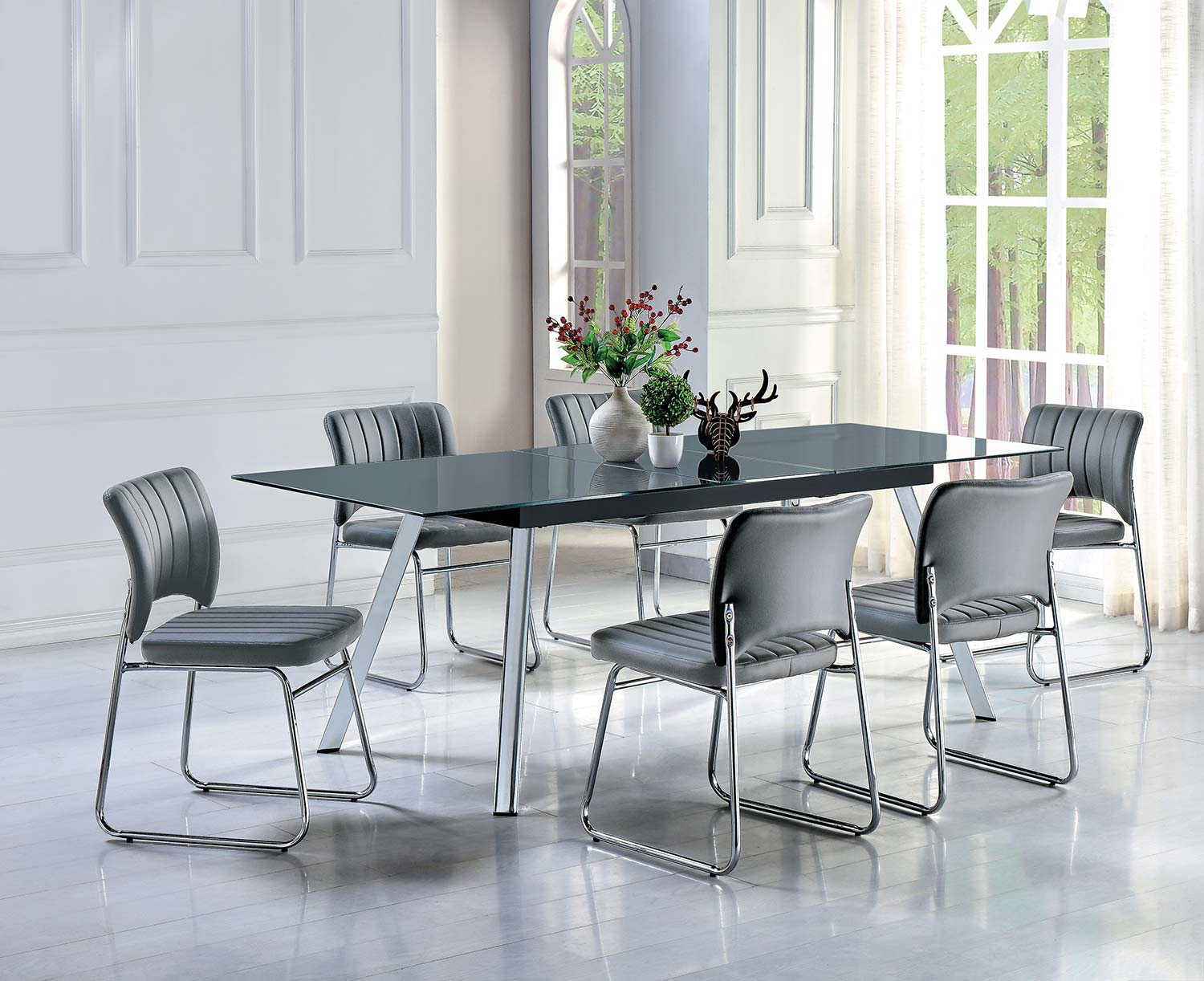 Homelegance Chromis Dining Set - Grey - Grey Bi-Cast Vinyl Homelegance Chromis Dining Set - Grey - Grey Bi-Cast Vinyl