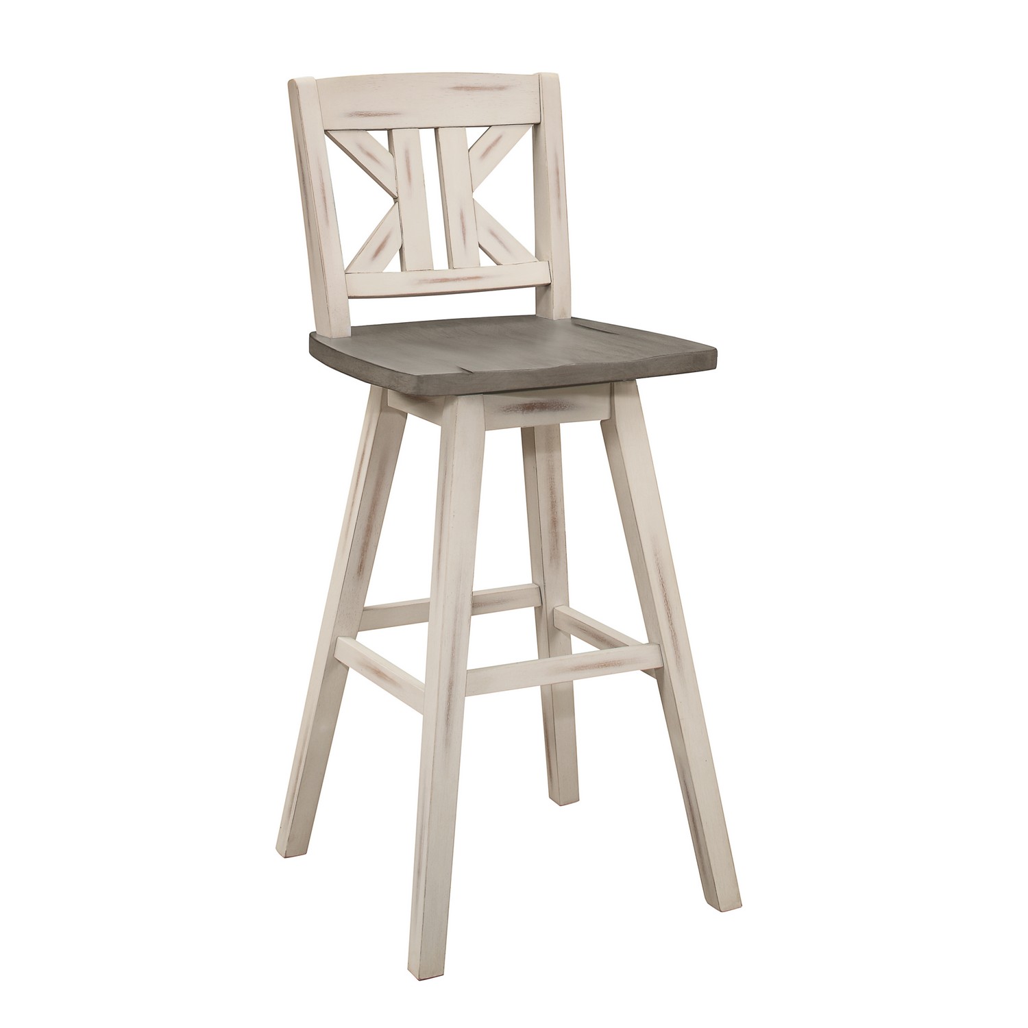Homelegance Amsonia Swivel Pub Height Chair - Distressed Gray/White