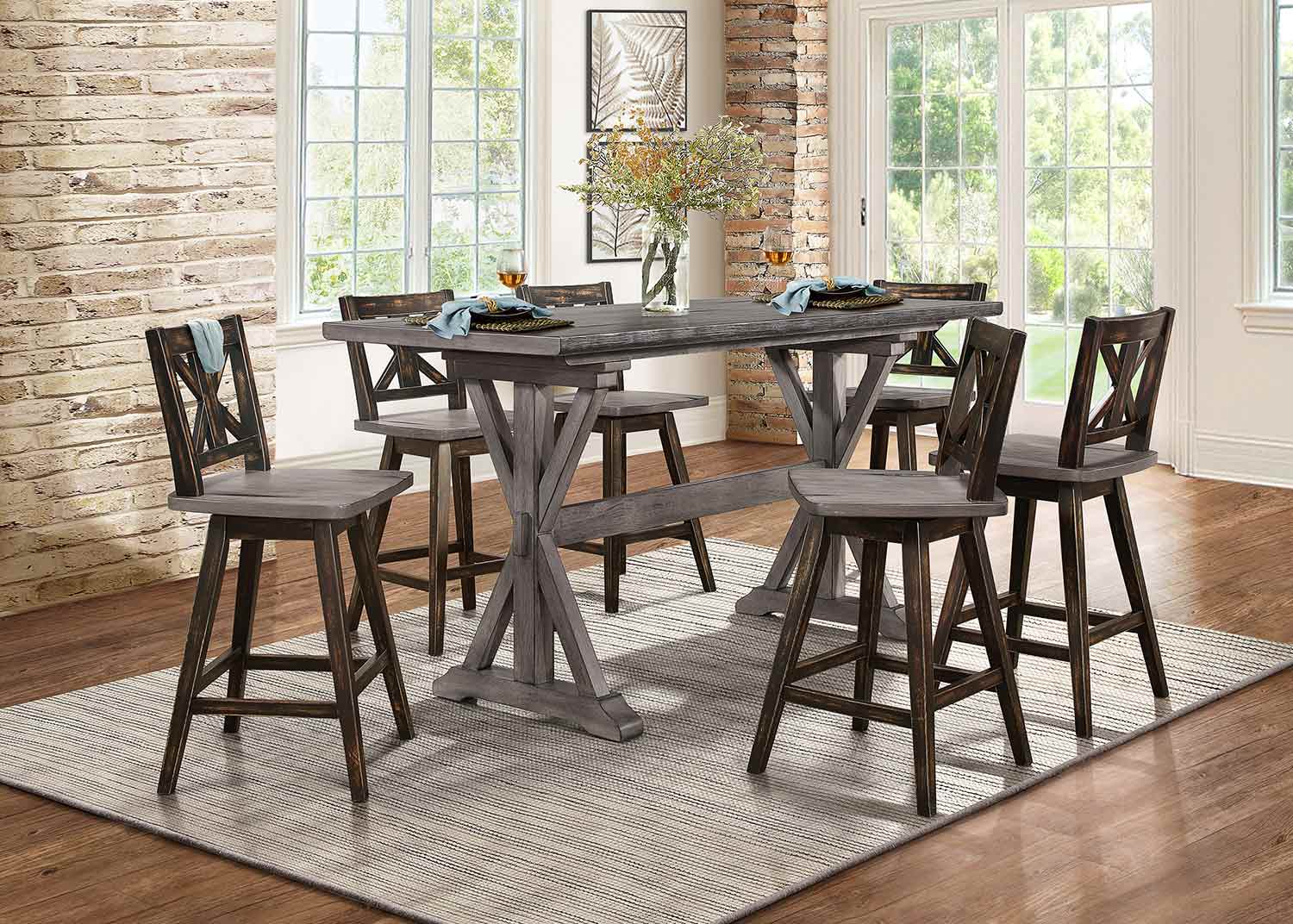 Homelegance Amsonia Counter Height Dining Set - Rustic Gray