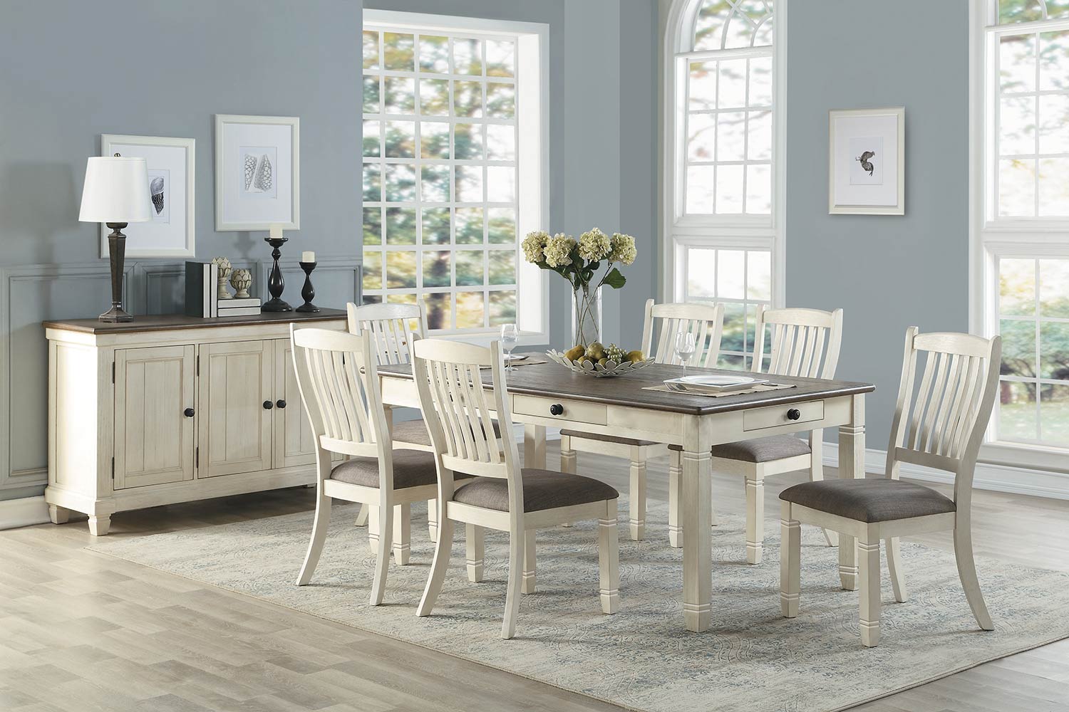 Homelegance Granby Dining Set - Antique White - Rosy Brown