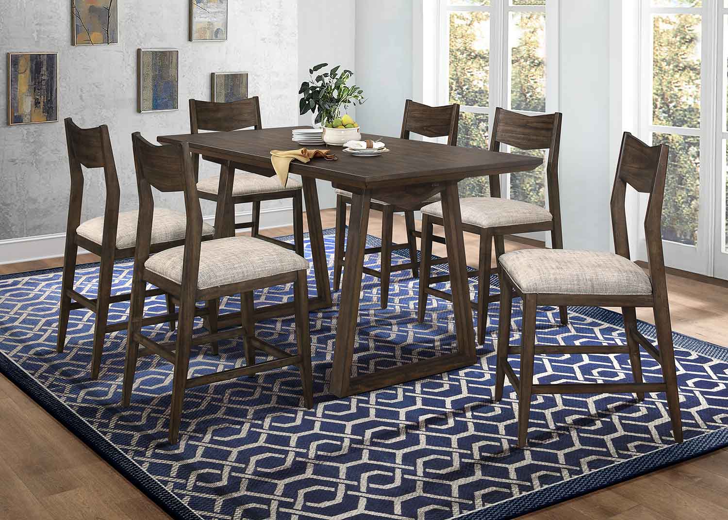 Homelegance Kirke Counter Height Dining Set - Brown Homelegance Kirke Counter Height Dining Set - Brown