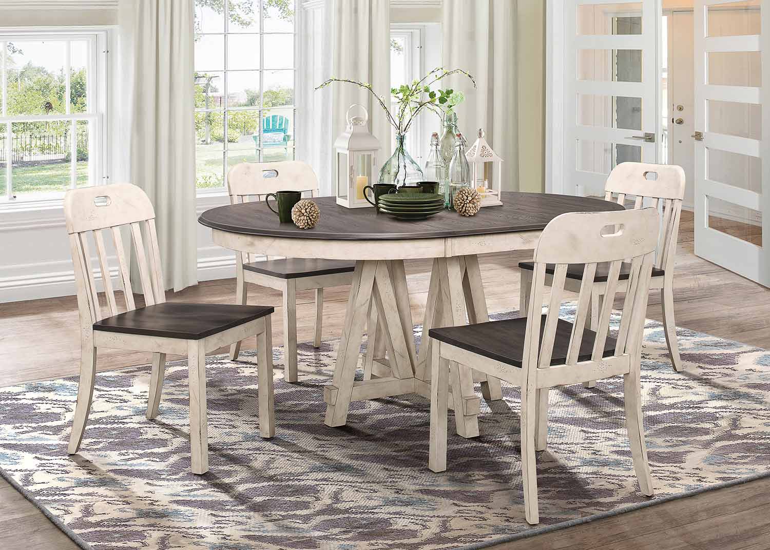 Homelegance Clover Round/Oval Dining Set - Rustic Gray