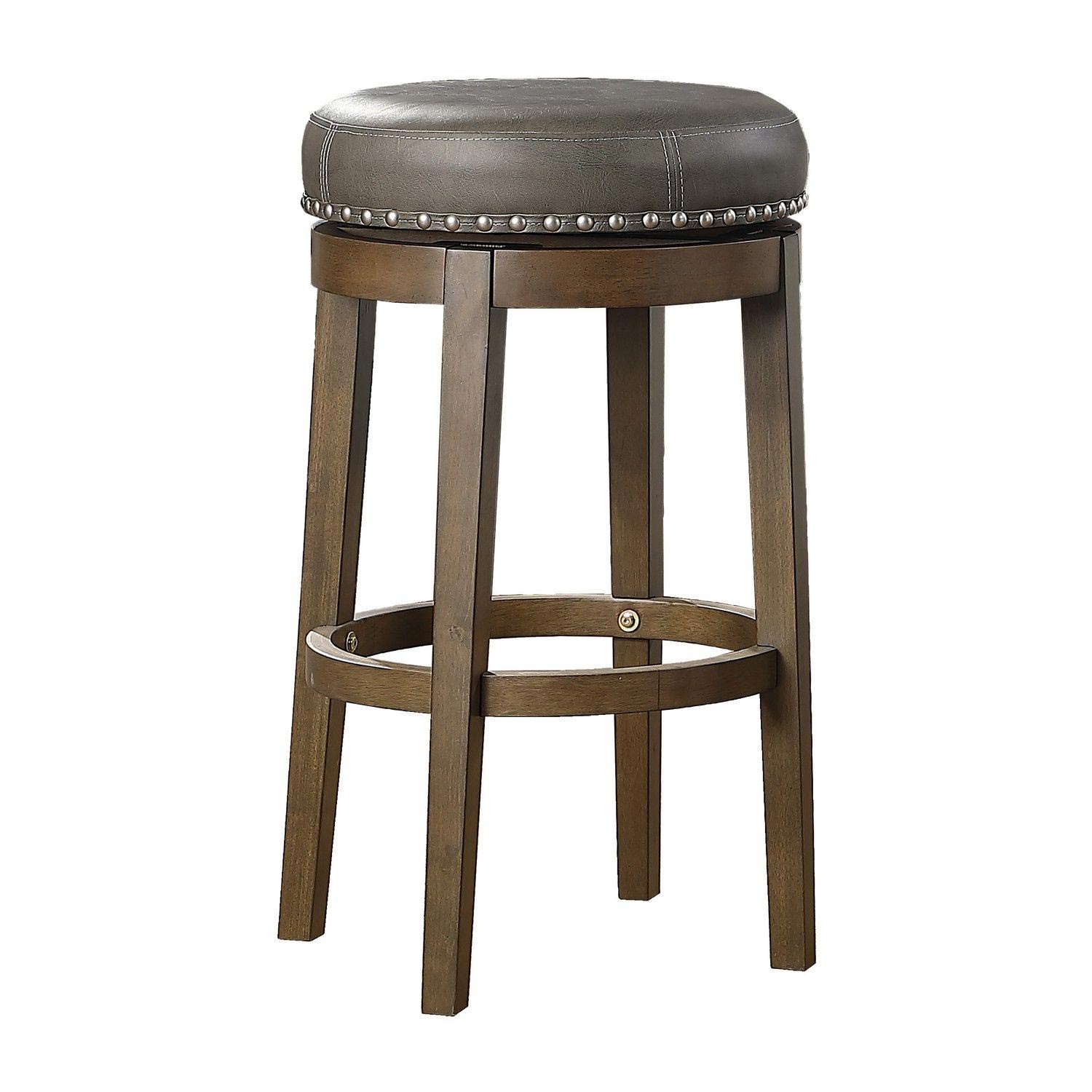 Homelegance Westby Swivel Pub Height Stool - Gray - Brown