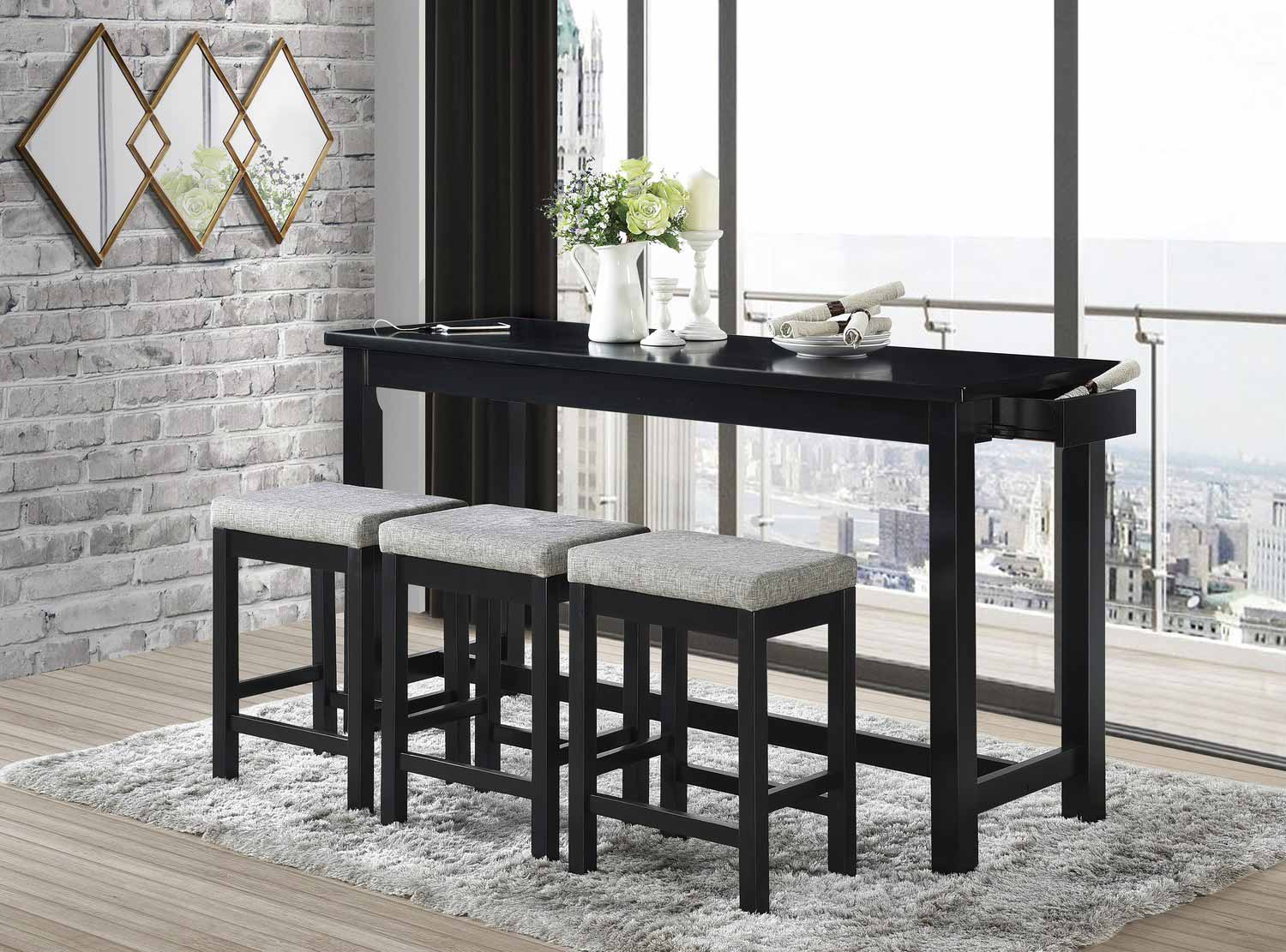 Homelegance Connected 4-Piece Pack Counter Height Set - Black