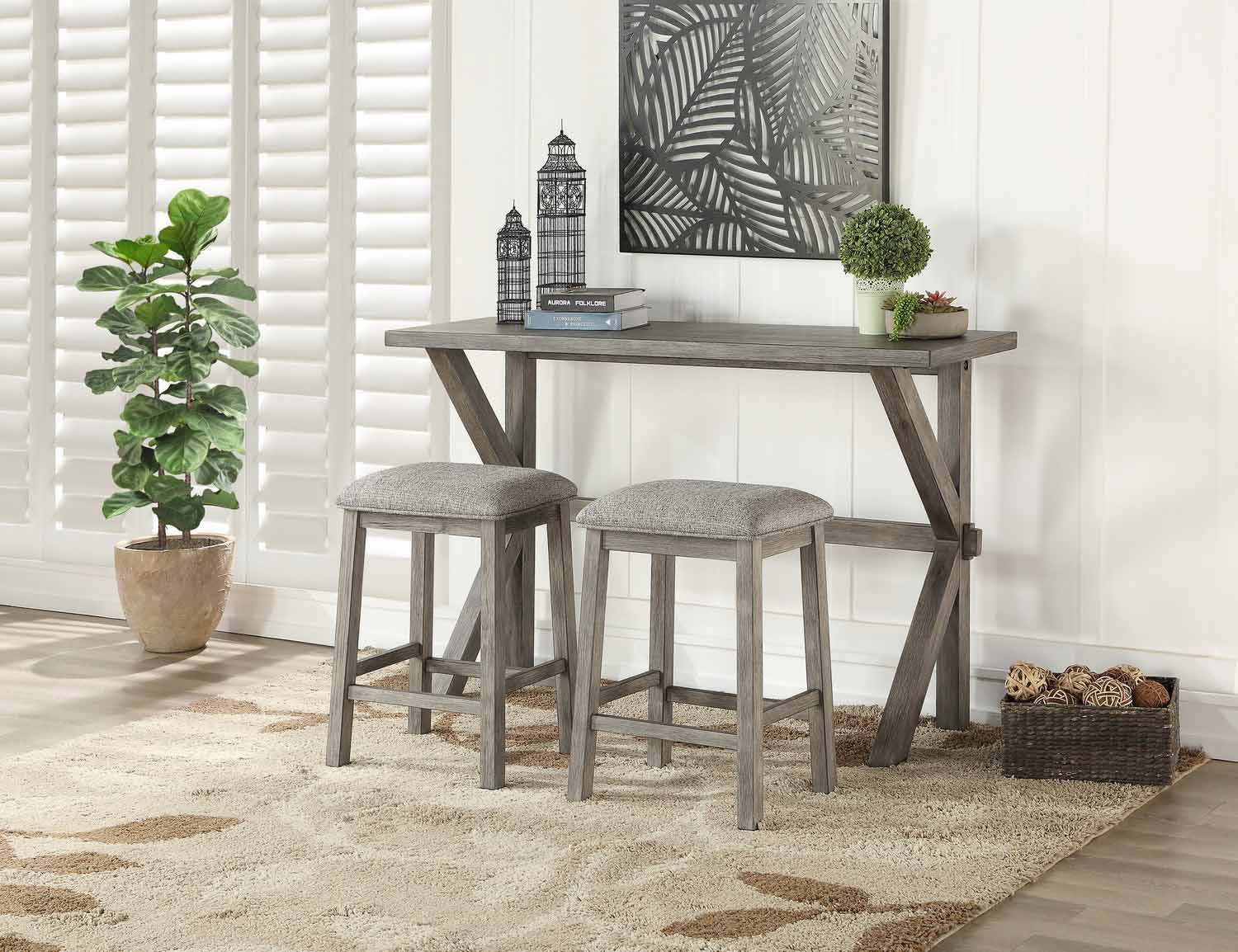 Homelegance Palmer 3-Piece Pack Counter Height set - Wire Brushed Gray