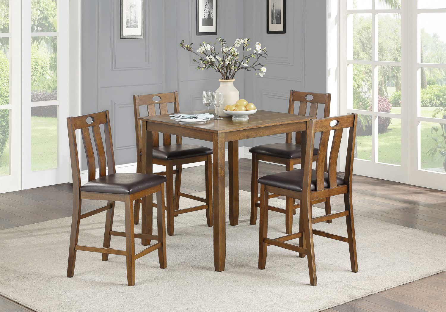 Homelegance Weston 5-Piece pack Counter Height Set - Brown