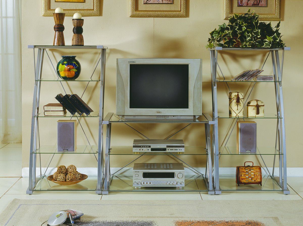 Homelegance Metal and Glass TV Stand 8016T at