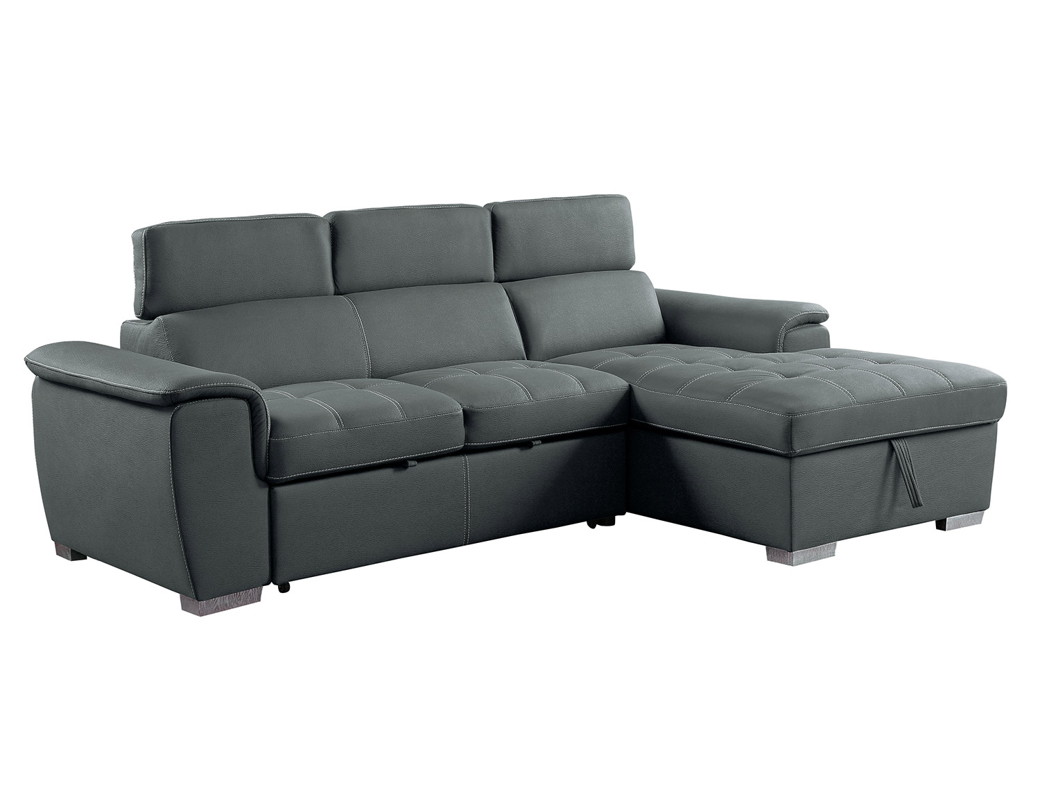 Homelegance Ferriday Sectional with Pull-out Bed and Hidden Storage - Gray