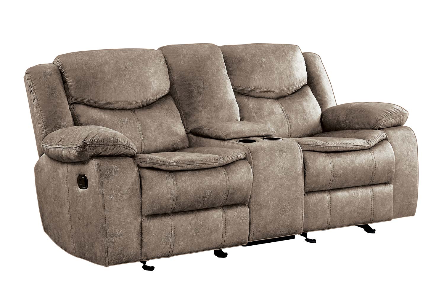 Homelegance Bastrop Double Glider Reclining Love Seat with Center Console - Brown