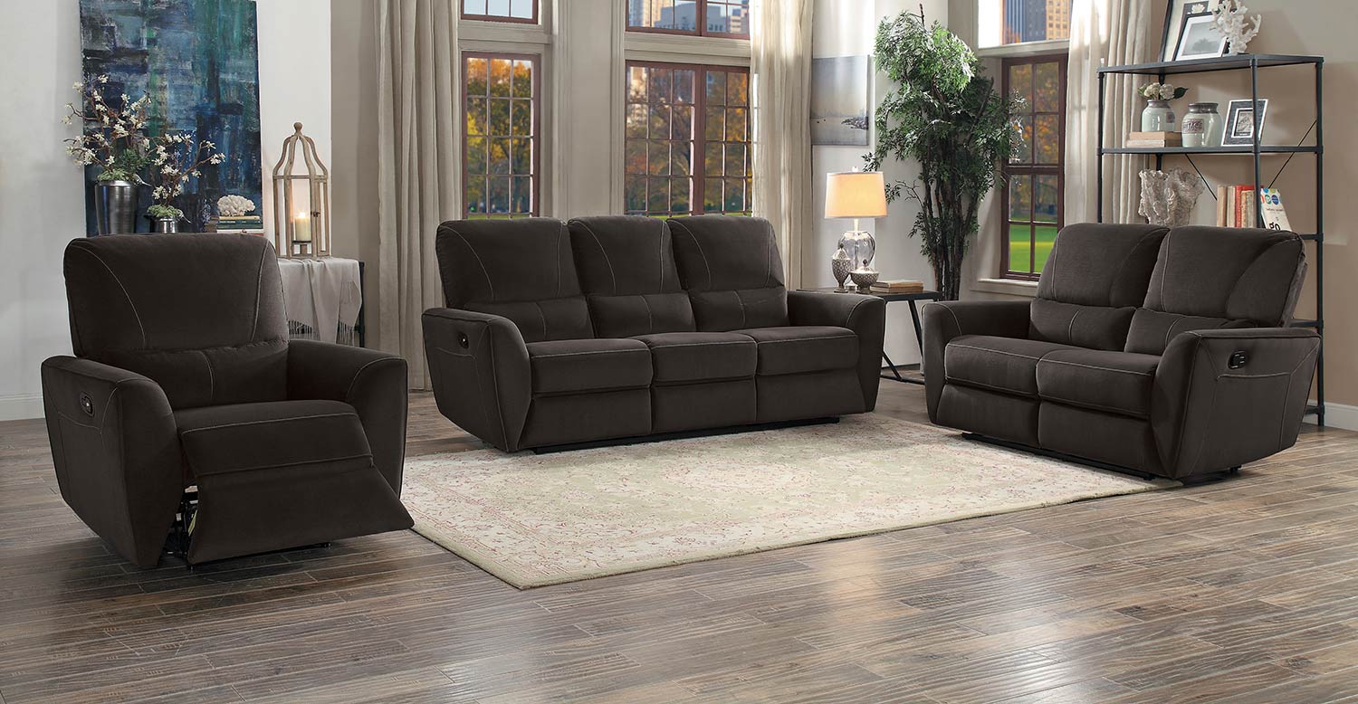 Homelegance Dowling Double Reclining Sofa Set - Chocolate Homelegance Dowling Double Reclining Sofa Set - Chocolate