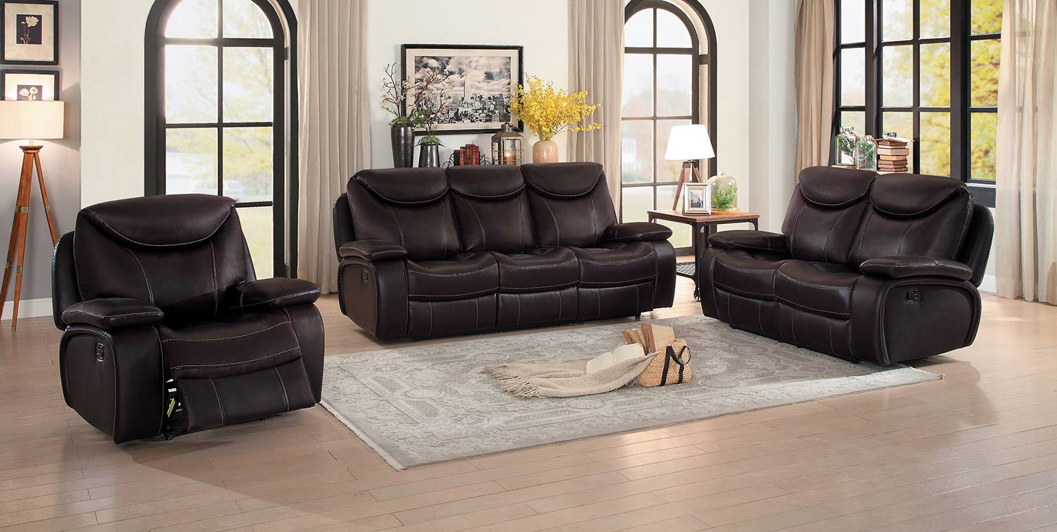 Homelegance Verkin Double Reclining Sofa Set - Dark Brown