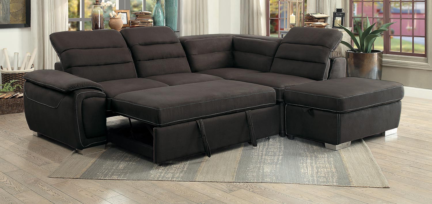 sectional sofa with pull out bed and ottoman