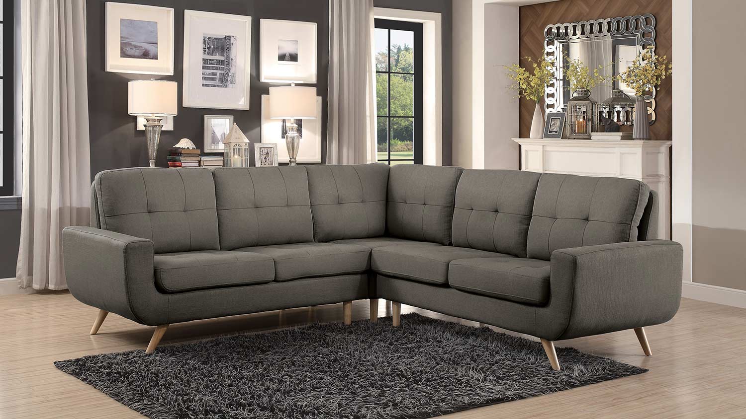 Homelegance Deryn Sectional Sofa - Grey