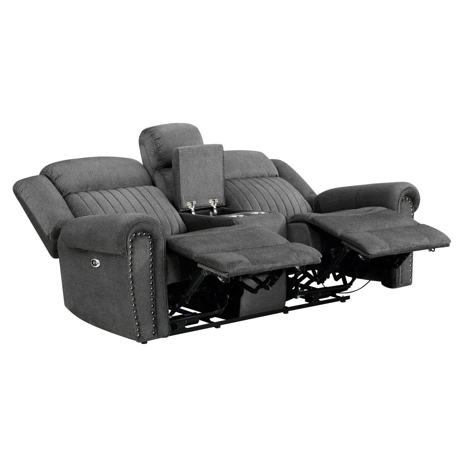 Homelegance Brennen Power Double Reclining Love Seat - Charcoal